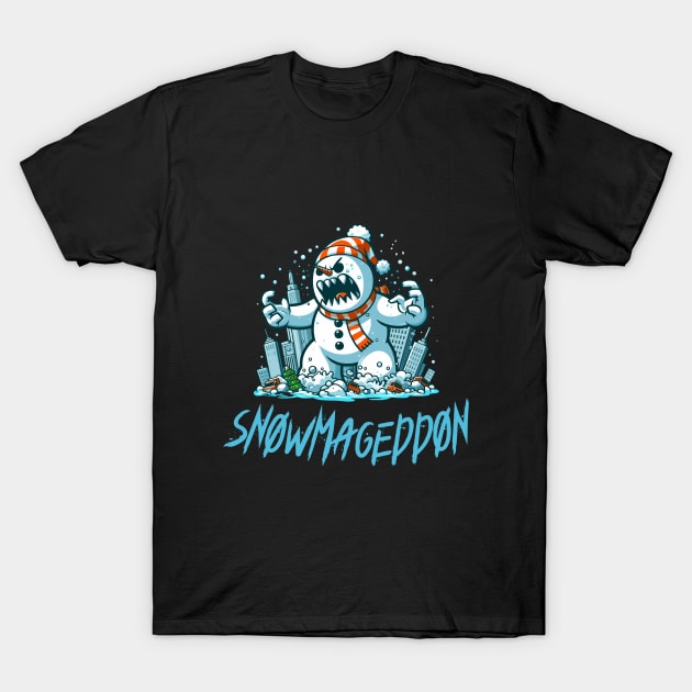 Snowmageddon - Angry Evil Snowman Frosty Doomsday Tee T-Shirt by TeeHeeFun